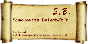 Simonovits Balambér névjegykártya
